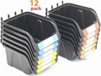Colorstorm Pegboard Bins Kit 12 PACK Black Pegboard Parts Storage Tool Peg Borad Workbench Bins Organize Hardware,Attachments