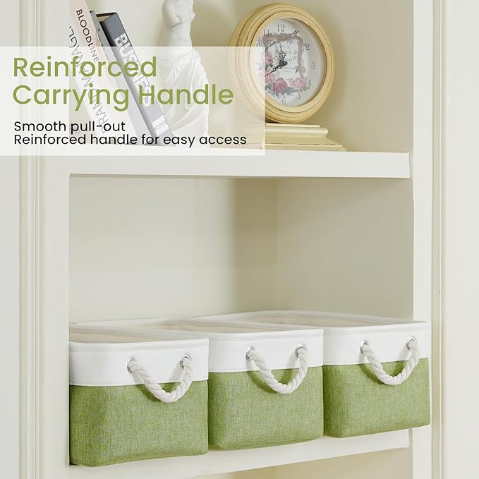Storage Baskets for Shelves 13.8x9.8x6.7 Inch, Foldable Fabric Storage Bins with Handles, Small Storage Baskets for Organizin