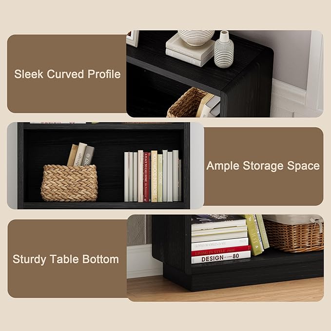 ChooChoo 3-Tier Bookcase, Wooden Bookshelf, Farmhouse Bookshelf with Open Storage, Tall Bookcase for Bedroom and Home Office,