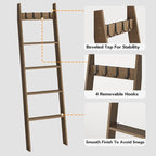 HOOBRO Blanket Ladder for Living Room and Bedroom, 5-Tier Wall Leaning Towel Rack for Bathroom, Decorative Ladder Shelf with 