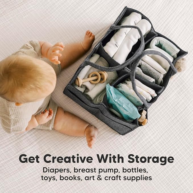 KeaBabies Baby Diaper Caddy Organizer with Handle - Portable Baby Car Organizers and Storage for Nursery, Changing Table, Lar