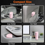 Car Trash Can, 2 Packs Mini Car Trash Bin with Lid, Leakproof Cup Holder Car Garbage Can with 60 Trash Bags, Vehicle Front Back Seat Organizers and Storage for Car, Home, Office, Pink