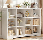 Aheaplus Wooden 12-Cube Storage Organizer with Charging Ports, Modern Cube Bookcase with Base, 4-Tier Floor Standing Open Cub