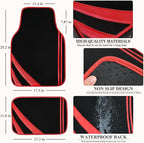 CAR PASS Red Edge Leather Car Floor Mats, Universal Waterproof Car Mats with Double Stitch Line and Anti-Slip Backing Design,