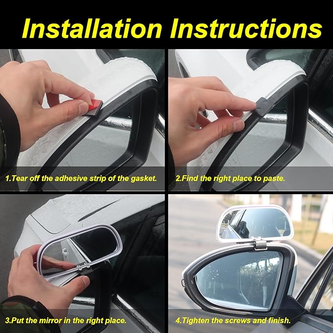 Blind Spot Mirrors for Trucks and Cars,Automotive Side View Concave Mirror Blindspot,360° Large Convex Rearview Exterior Mirror Accessories for Truck and Car(1Pack White)