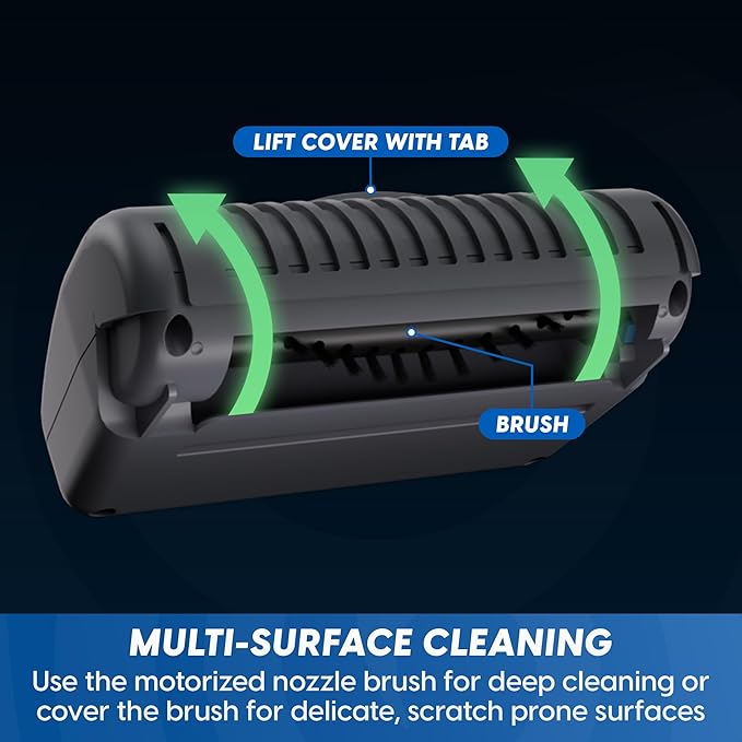 Vacmaster Pet Hair Cordless Hand Vacuum with Motorized Nozzle, 2-Speeds, LED Light, for Home & Car, Dusting Brush, Precision 