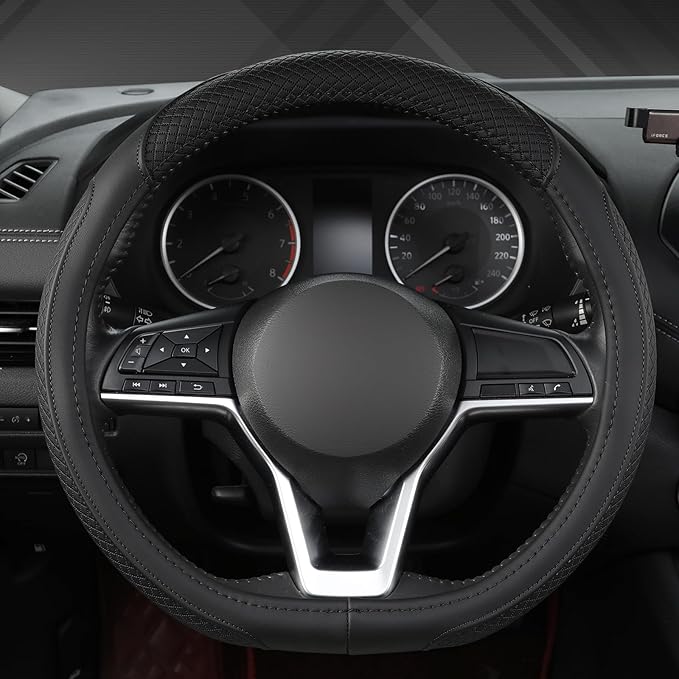 West Llama Customized Auto Car Steering Wheel Cover for Nissan,D Shaped Steering Wheel Cover for Rogue,Altima,Kicks (D-Shaped