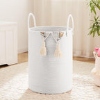 Artfeel Laundry Basket,Woven Cotton Rope Laundry Hamper,100L for Decorative Storage of Dirty Clothes,Toys and Blankets in Bat
