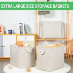 Bidtakay Extra Large Storage Baskets for Organizing Clothes Storage Bins 3 Pack Fabric Storage Bins for Shelves Linen Collaps