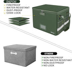 ENGPOW File Box with Lock, Fireproof Document Box with Pockets, Collapsible File Organizer Filing Storage Cabinet with Handle