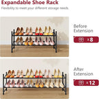 Tajsoon Expandable Shoe Rack for Closet 2 Tier, 28“-41“ Adjustable & Stackable Shoe Shelf Storage, Metal Shoe Rack Organizer 