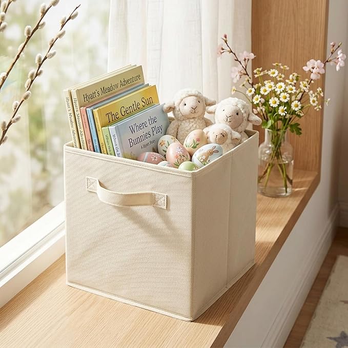ShellKingdom Foldable Fabric Storage Cubes And Cloth Organizer Drawer For Closet And Toys, 6 Pack (Beige)