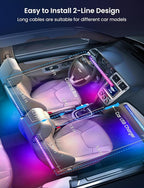 RGB+IC Car LED Lights, Smart 72 LED Car Interior Lights with App Control, 16 Million Colors Under Dash Light with Music Mode, Scene Mode, 2 Lines Design Light for Cars SUVs Trucks with Car Charger