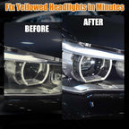 Automotive Headlight Restoration Kit - Refurbishing Fluid & Polishing Cleaner for Oxidized, Yellowed Headlamps, Enhanced Hydr