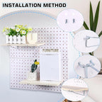 Blulu 4 Set Large Pegboard Shelf Kit Fiberboard peg Board Shelving Storage Brackets Stain Resistant Peg Board Organizer Shelv