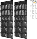 2 Pack Extra Large Hanging Over Door Shoe Organizers,closet shoe organizer shoe rack organizer shoe storage,12+6 Crytal Pocke