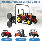 2 PCS Magnetic Tractors Mirror, Forklift Rear View Mirror – 6.69" × 5.11", Tractor Side Mirror with 2.16" Strong Dual Magnets, No-Drill Installation