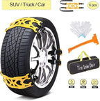 Jeremywell 6 PCS Car Snow Chains for TWO TIRES Emergency Anti Slip for Most Cars/SUV/Trucks, Winter Universal Security Chains