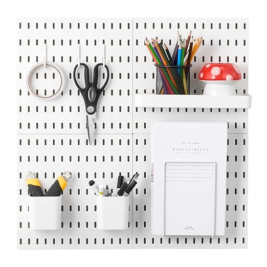 VEVOR Pegboard Combination Kit, 11" x 11" Plastic Pegboard, 4 Panels, Peg Board Wall Organizer Kit with Accessories, for Gara