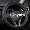 West Llama Microfiber Leather Steering Wheel Cover for Toyota, Textured Design, Custom Fit for 14.5-15 inch, Durable & Comfor