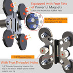 Magnetic Phone Fence Mount for iPhone, PostMount for Mevo Start, GoPro with Two 1/4" Mount Points Flexible Hinge Camera Magnet Holder for Recording Baseball,Softball and Tennis Game