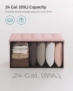 SONGMICS Mazie Collection - 30 Inches Folding Storage Ottoman Bench, Ottoman Foot Rest, End of Bed Bench, Storage Chest, Load