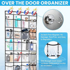 Cruise Essentials 2026 Over The Door Organizer For Cruise Ship 24 Pocket Magnetic Door Organizers with 4 Metal Hooks and 4 St