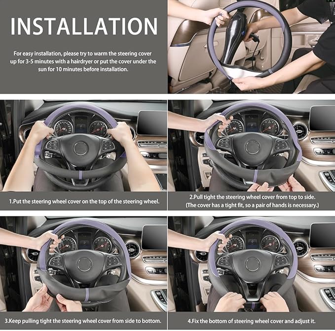 COFIT Breathable Car Steering Wheel Cover 15 inch Auto Universal Leather Wrap Non-Slip Steeringwheel Protector Automotive Int