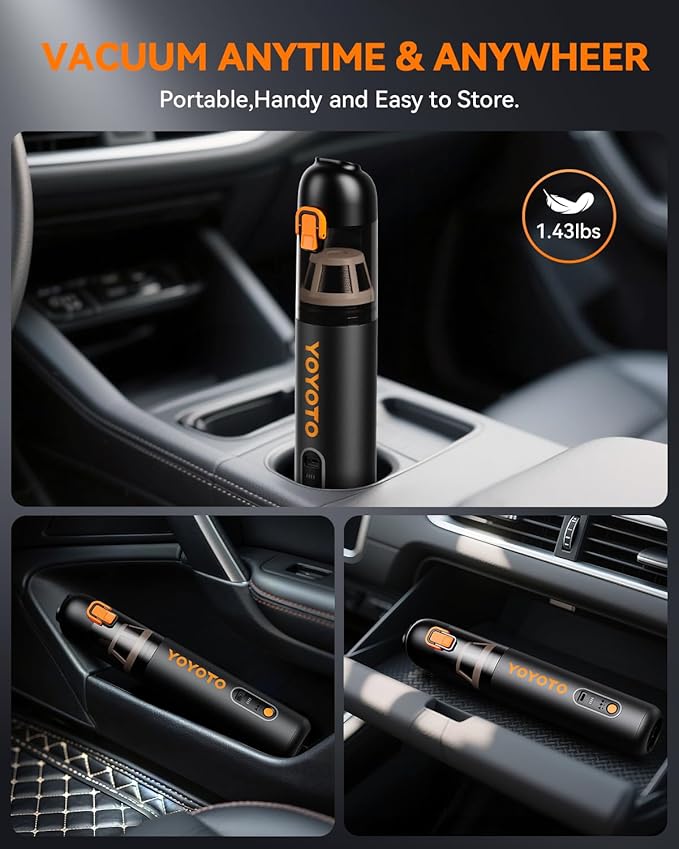 Car Vacuum, Handheld Vacuum Cordless with 21000Pa Powerful Suction & 3 Modes, 4-in-1 Portable Hand Held Mini Vacuum Cleaner R