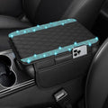 NBTEPEM Bling Car Center Console Cover, Leather Car Arm Rest Cover Cushion with 2 Storage Bags, Universal Auto Armrest Protector Storage Box, Bling Accessories Interior for Most Vehicles (Aquamarine)