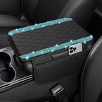 NBTEPEM Bling Car Center Console Cover, Leather Car Arm Rest Cover Cushion with 2 Storage Bags, Universal Auto Armrest Protector Storage Box, Bling Accessories Interior for Most Vehicles (Aquamarine)
