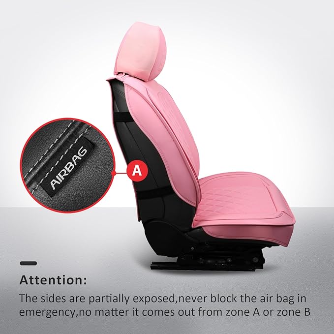 MIROZO Front Seat Covers Pink,2PCS Car Seat Covers Faux Leather Automotive Seat Cover Car Seat Protector Vehicle Seat Cover f