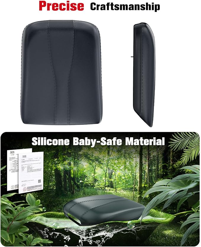for 2024~2026 Chevy Traverse/GMC Acadia 2-in-1 Silicone Center Console Armrest Cover& Armrest Hidden Privacy Tray - [OEM Design& Friendly Liquid Silicone Rubber] - Thin Black