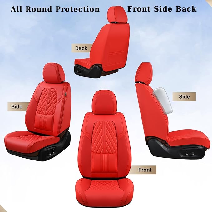 Coverado Seat Covers, Car Front Seat Covers with Backrest, Nappa Leather Car Seat Protectors,Waterproof &Breathable,Anti-Slip