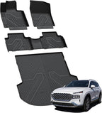 LASFIT Floor Mats & Cargo Mat for Hyundai Santa Fe 2023 2022 2021 (Only Fit Gas, Not Fit Hybrid or PHEV) All Weather TPE Custom Fit Floor Liners Accessoires, Full Set Car Mats and Trunk Mats