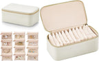 VLANDO Travel Jewelry Box Organizer – Portable PU Leather Jewelry Case with 6/8/12 Zippered Pouches, Compact Storage for Earr