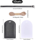 FREEBLOSS 50 Set Leather Luggage Tags Bulk Wedding Favors Luggage Tag Black PU Flip-Fold Bag Name Tag with 50 Insert Cards We