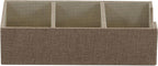 Household Essentials Brown 722-1 Deep 3 Section Drawer Organizer Box for Storage | 12 in x 6.13 in x 3.13