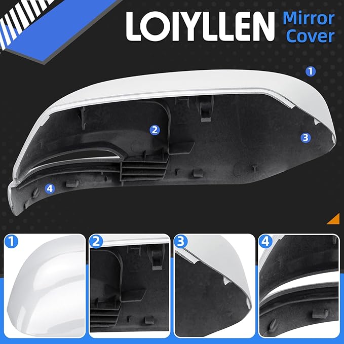 Driver Side Mirror Cover Replacement for Honda CRV 2017 2018 2019 2020 2021 2022 - Left Side Mirror Covers, Rear View Mirror Cap Accessories White, With Lamp