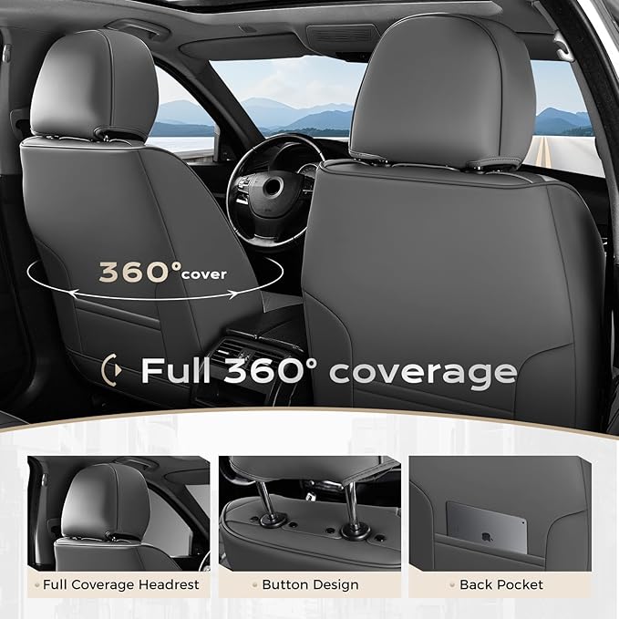 Coverado Car Seat Covers, Front Covers for Cars, Car Seat Cover Front Seats, Automotive Seat Cover, Waterproof, Leather Car S