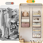 Yuyetuyo 5 Tier Closet Hanging Organizer and Storage Separable Hanging Closet Shelves with 4 Hooks 2 Adjustable Dividers, Wir