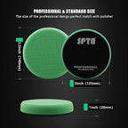 Green T120 Heavy-Cut Foam Polishing Pad, 3Pc 5.5 Inch Buffing Polishing Pads for 125mm Backing Plate Compound Buffing Sponge for Car Buffer Polisher Compounding, Polishing and Waxing -FPTSS5G-3