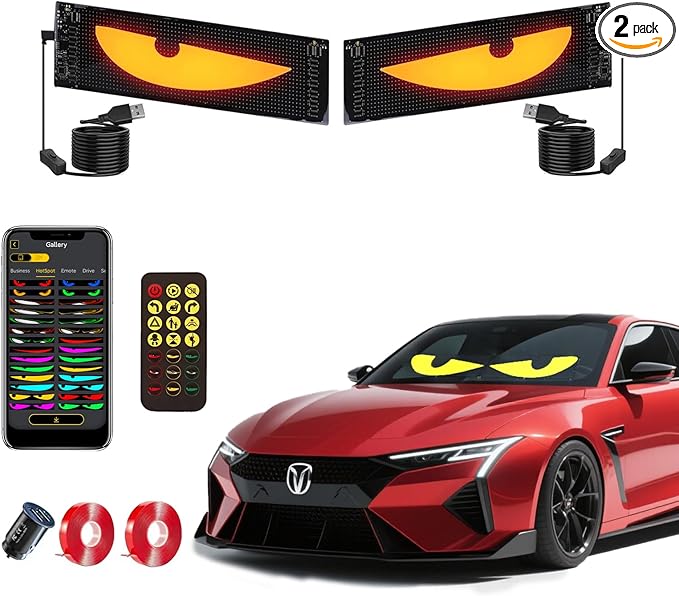 LED Eyes for Truck Windshield, Devil Eyes Light for Windshield, Devil Eyes Light for Car, Truck, SUVs, Pickup, UTV and Golf Cart (2PCS 13.7X4 INCH (Small Size for Cars Only))