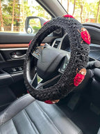 Crochet Ladybug Steering Wheel Cover Universal 14-15 inch (D,Steering Wheel Cover)