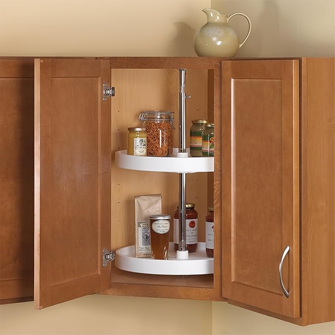 Knape & Vogt Lazy Susan Organizer, 2-Tier Cabinet, 18 in. Diameter Full-Round, Adjustable Height From 25-1/2 in. to 31-1/2 in