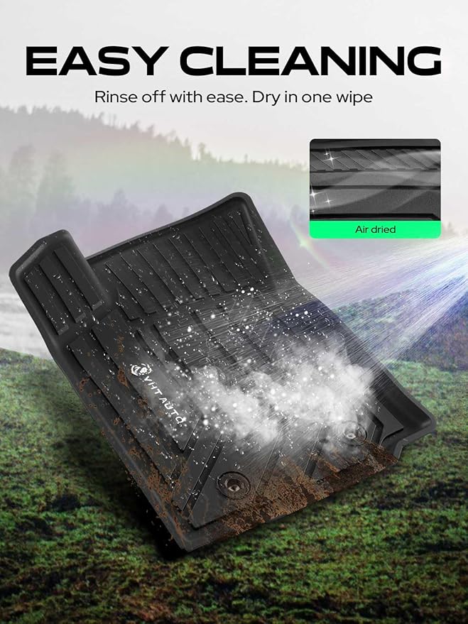 YHTAUTO Automotive Floor Mats Compatible with Toyota Tacoma 2016-2023, TPE All Weather Car Mats Waterproof Anti-Slip Odorless Floor Liner, Interior Car Accessories, 1st Row, Set of 2