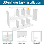 PrimeZone Stackable 8 Cube Storage Organizer: Wood Cubes Shelf Fits Cubby Bins - Square Cubicle Bookshelf Cabinet for Closet 