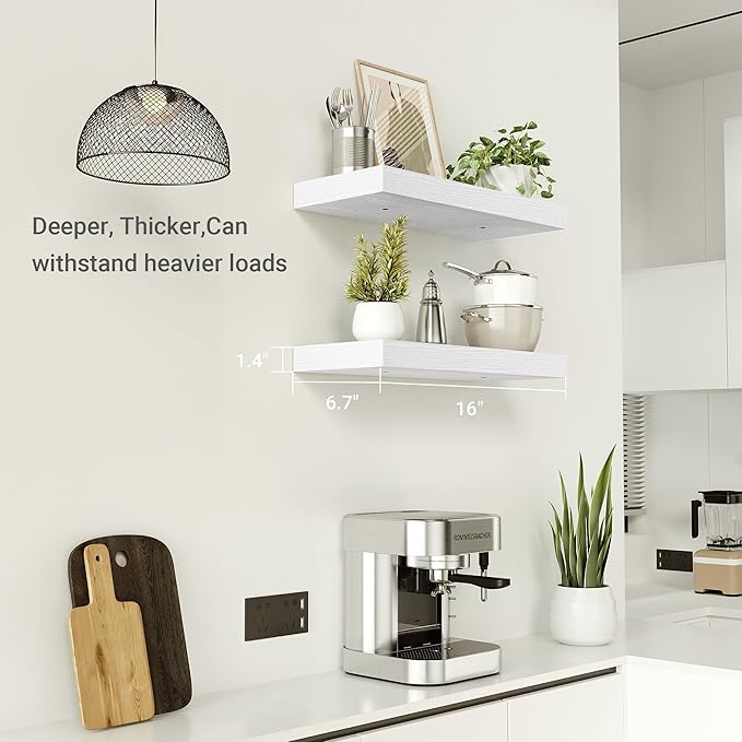Vivelove 16 inch Floating Shelves for Wall, Bathroom Shelves Over Toilet, Wall Shelf for Bedroom, Living Room, Kitchen, Offic