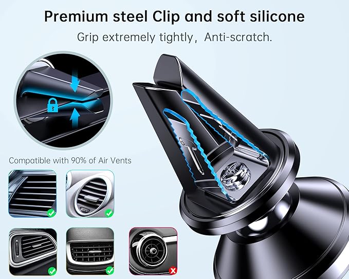 【2-Pack】 Car Vent Magnetic Phone Mount[ Easily Install ] Reusable Magnetic Phone Holder for car Vent air[ Strong Magnet ] [ 360° Rotation ] Fit for iPhone 17 Pro Max 16 15 Samsung & All Cell Phone