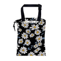 Car Trash Bag White Daisies Blue Flowers Leak-Proof Car Garbage Bag with Drawstring Foldable Canvas Trash Bin with Adjustable Buckle for Car Accessories, Travelling, Camping